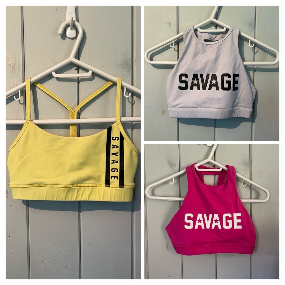Savage Barbell Sports Bra Bundle Pink White Yellow Women’s Size Small